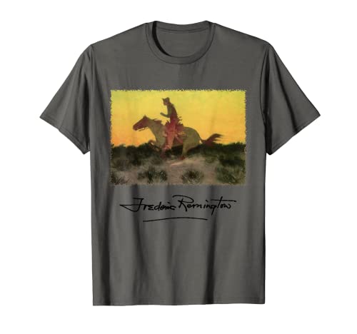 Camiseta de vaquero occidental en un caballo al atardecer por Remington Camiseta