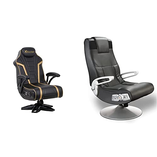 X Rocker 5152301 Trident Pedestal 4.1 Wireless, 31.89" X 25.98" X 40.55", Black/Gold & Wireless Pedestal Se 2.1 Pc Office Gaming Chair, 30.7" X 23.2" X 39.76", Black #TOP16