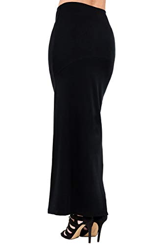 Poetic Justice Curvy Women's Black Stretch Maxi Skirt with Zip Up Split3