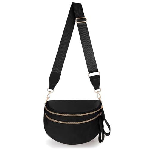 Image of Lushandy Bum Bag Checkered Crossbody Bag Mom Everyday Purse | Roomy Space, Wipe Clean, Wide Strap