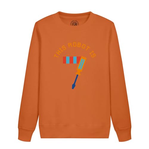 Sweatshirt enfant robot 7 ans vêtement anniversaire motif machine mécanique