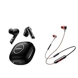 Linklike H26pro Red Neckband Bluetooth Headphones,Halo Active Noise Cancelling Earbuds