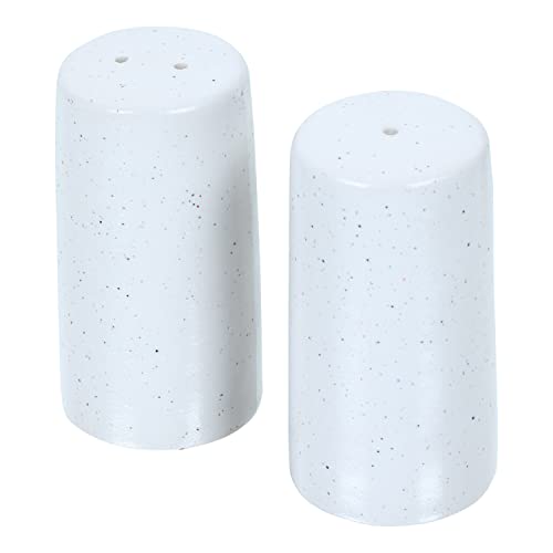 Image of Indian Handcrafted Ceramic Salt and Pepper Shaker /Dispenser Set with Perfect Pour Holes for Kitchen Dining Table Picnic Office Restaurant Hotel (Set of 2) White Mat