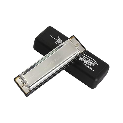 Harmonica en do 10 trous 20 touches argenté pour débutant et étudiant