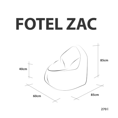 Ecopuf – Worek Sako – Fotel Relaksacyjny – Pufa Gamingowa – Wszechstronny, komfortowy fotel do nauki, czytania, oglądania filmów, dla młodzieży i studentów, nowoczesny design – Poliester Zac NC9