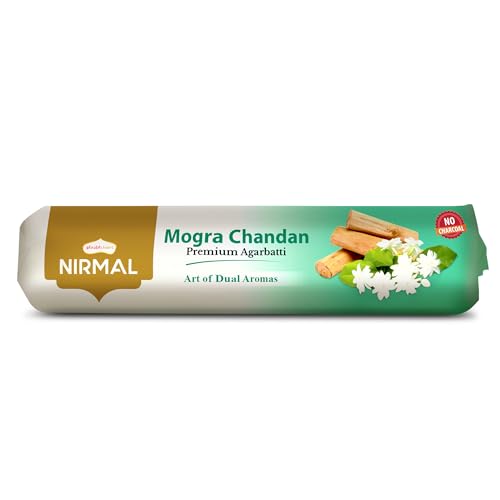 Image of Shubhkart Nirmal Mogra Chandan Premium Agarbatti Sticks | Charcoal Free Muttha Incense for Puja, Meditation & Aromatic Environment | Long Lasting Floral Fragrance for Stress Relief | 250g
