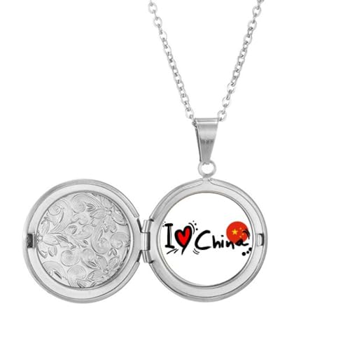 Collier cœur médaillon I Love China : cadeau symbolique pour passionnés d'Asie
