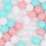 WINTECY Pack of 100 Plastic Balls, 2.2 inches/5.5 cm, BPA Free Pit Balls Crush Proof Ocean Phthalate Free for Boys Girls Toddlers Indoor Outdoor (Marca Green+Marca Pink+White+Transparent)