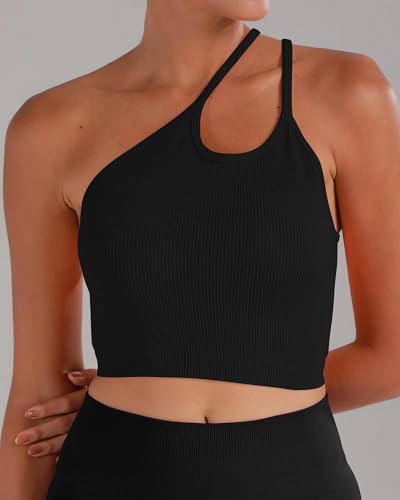 Image of Sunzel Ribbed Crop Tank Top for Women Seamless Racerback Camisole | Buttery Soft Nylon Spandex, Opaque No See Through, Stays in Place, Unpadded, Slim Fit, No Shrink, Yoga Workout Gym Casual