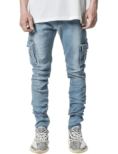 Mywinway Skinny Jeans for Men Spring Summer Ripped Stretchy Tapered Leg Slim Fit Distressed Fashion Biker Denim Pants