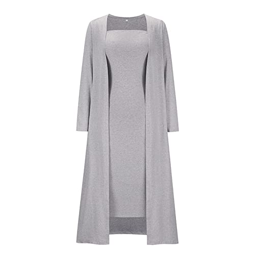 Maternity Dress For Photoshoot,Mini Dresses For Women Church Dresses For Women 2022 Casual Fashion Two-Piece Suit Long-Sleeved Knitted Tops Smocked Dress(Gray,Xl) #TOP3