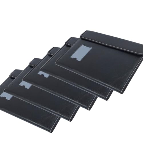 Image of Leather Document File Folder Executive Folder for Certificate A4 Size Document Organizer File - Black for Office, Home, Banks, Professionals (Pack of 5, 30 Sleeves)