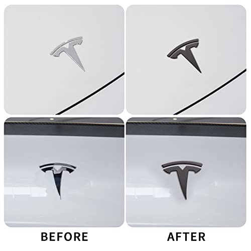 Tesla Model Y Accessories Tesla Emblem Sticker 2Pcs/Set For Front Trunk/Rear Trunk Logo Decal Cover (Black) #TOP5