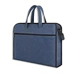 Oxford Zippered Document Bag Zippered File Bag with Handle Waterproof Portable Office Organizer File Tote Bag Pouch for Carrying Paper Laptop Files Books (Blue)