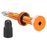 Vástago de Válvula Bike Presta, Adaptador de Válvula Extensor de Vacío sin Cámara de Bicicleta de Carretera MTB de Aleación de 40 Mm con Tapas de Vástago de Válvula(Naranja)