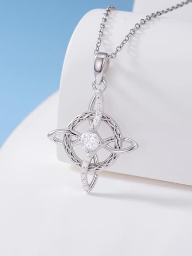ZBA Natural Diamond Witches Knot Necklace for Women S925 Sterling Sliver Witches Jewelry Gifts (Color F-G/Clarity I1-I2)4