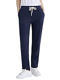 Weintee Women's Cotton Sweatpants with Pockets Petite M Navy