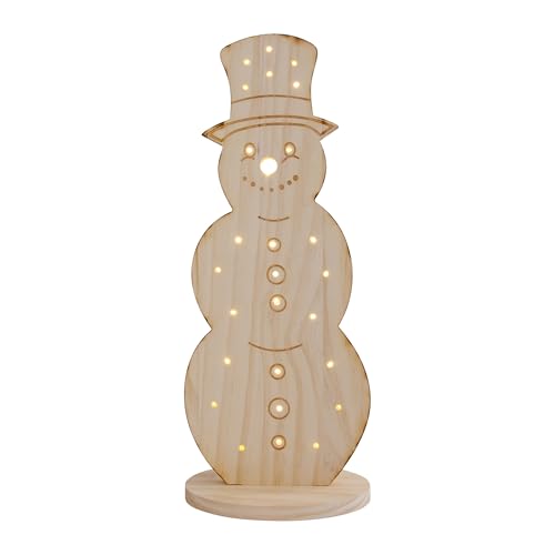 LED-Holz-Schneeman Groß (80 cm) in Natur, Weihnachtsdeko,...