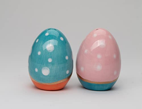Cosmos Gifts 21050 Ceramic Blue & Pink Polka Dotted Easter Eggs Salt And Pepper Shakers thumb #3