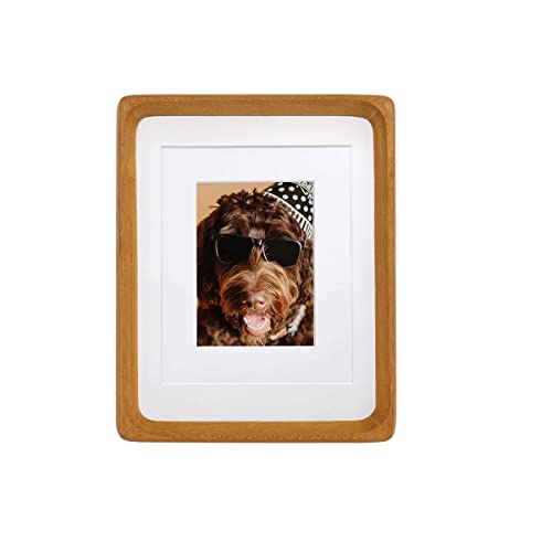 Natural Wood Photo Frames Inspired Tabletop Picture Frame With Mat, Vertical Or Horizontal Display (Teak, 11X14 Matted To 5X7/8X10) #TOP6
