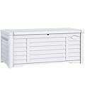 DWVO Large Deck Box 120 Gallon Waterproof Outdoor Storage Box, Extra Large Outdoor Storage Bin, Resin Louvered Patio Storage for Indoor Outdoor Pillows, Garden Tools & Pool Supplies, Lockable, White
