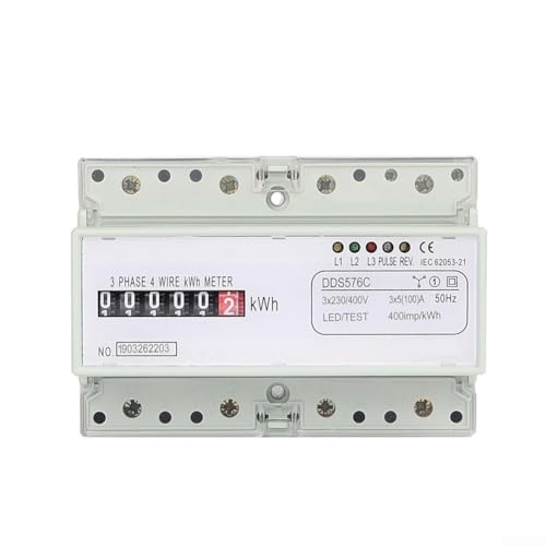 Image of DDS576C kWh Power Monitor for Three Phase Four Wire Installations with Wide Frequency Support and Direct DIN Rail Mounting in Control Panels