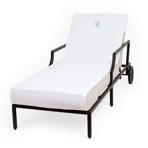 Linum Home Authentic Turkish Cotton Aqua Green Monogrammed Towel Cover for Standard Size Chaise Lounge Chair R