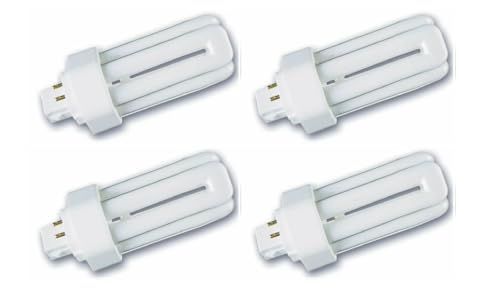 4 x Luxsa Lighting 32W CFL GX24Q-3 4 Pin Compact Fluorescent Light 32W PLT Tube Bulbs 2100LM Energy Saving GX24Q-3 Compact Fluorescent Lamp CFL Light Bulbs 4000K Cool White Triple Turn 3U Tube