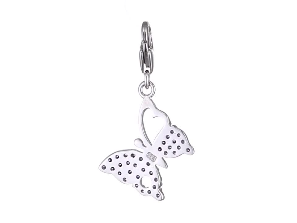 Charm Cœur En Argent 925 Avec Zircone - Pour Bracelets, Colliers - Modèle FC224W - Cadeau Bijou