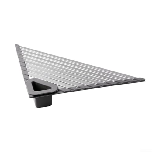 Égouttoir triangulaire pour évier, tapis d'égouttoir de cuisine pliable, support de vaisselle économiseur d'espace, organiseur d'ustensiles en aluminium, planche de séchage pliable pour légumes