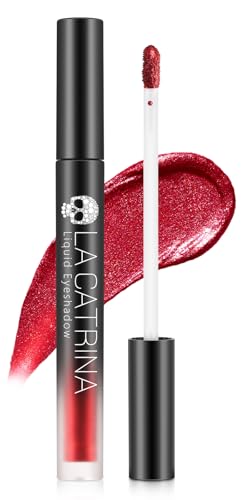 Red Liquid Metallic Eyeshadow, Shimmer Eyeliner Glitter Eye Shadow Shiny High Pigment Quick-Dry Waterproof Long-Lasting One Swipe Coverage Sparkly Eye Makeup for Women & Girls Multi-dimensional Finish