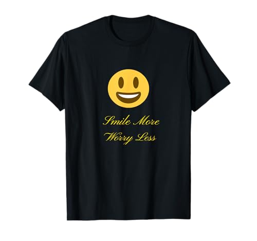Smile More Worry Less Trendy Graphics manica corta Maglietta
