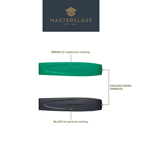 Masterclass Colour-Coded Catering-Quality Stainless Steel Fish Slice, 38 Cm (15") - Green (Vegetarian) #TOP5