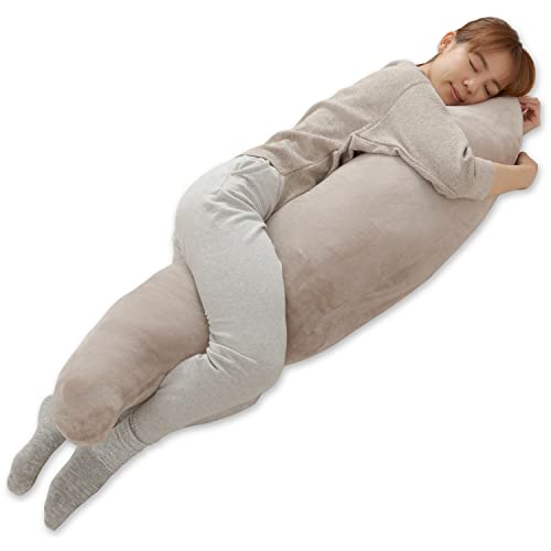 抱き枕 発熱 +2℃ mofua(モフア)プレミアムマイクロファイバー 気持ちがいい 抱きまくら Heatwarm タイプ 50☓160cm グレージュ 601823N8