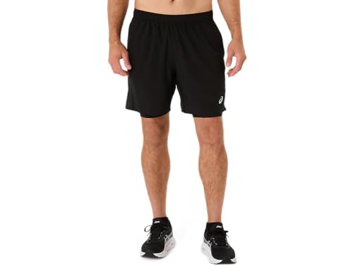ASICS Men's Silver 2N1 7IN Short Running Apparel, M, Performance Black/Performance Black