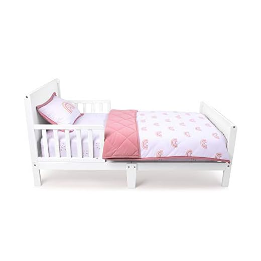 Ely’s & Co. Baby Toddler Bedding Sets for Baby Boy and Baby Girl — Perfect for Toddler Beds — 3 Piece Set Includes Crib Sheet, Quilted Blanket, and Baby Pillowcase (Pink Rainbow)