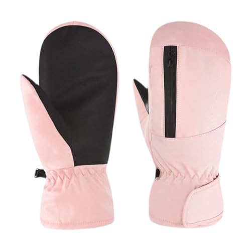Vaveren Winter Ski Mittens Snowboarding Gloves Waterproof Skiing Equipment Windproof Ski Gloves Snow Mitts for Skating Outdoor Skiing, Pink