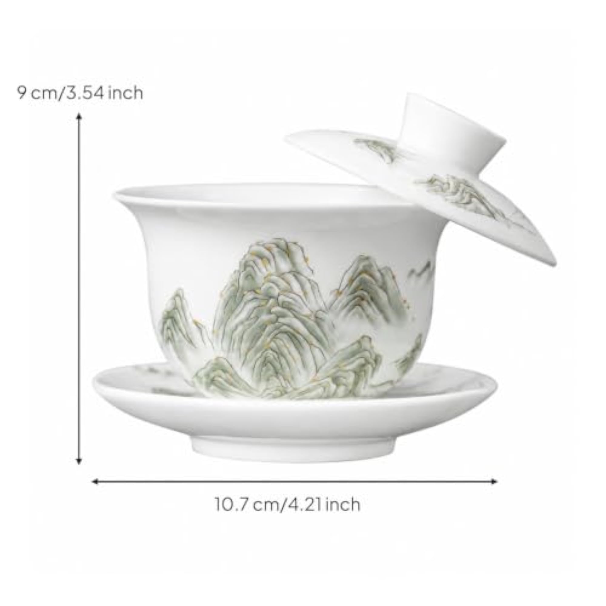 Ceramic Covered Tea Cup with Lid and Saucer, White
