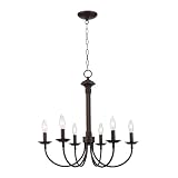 Trans Globe Lighting 9016 BK Candle Collection Nineteen Inch Six Light Ceiling Chandelier I in a Rubbed Oiled Bronze Finish I Traditional Style Light Fixture I