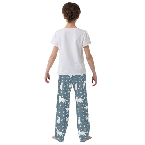 Boys' Pants Fun Cat Animal Long Bottoms Jogger Pants Elastic Waist Trousers with Pockets S-XL3