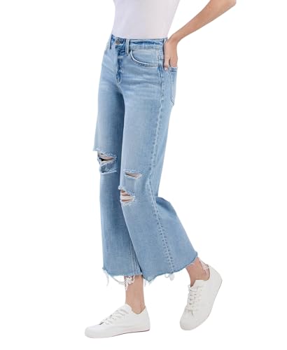 Flying Monkey High Rise Distressed Crop Wide Jeans F60014