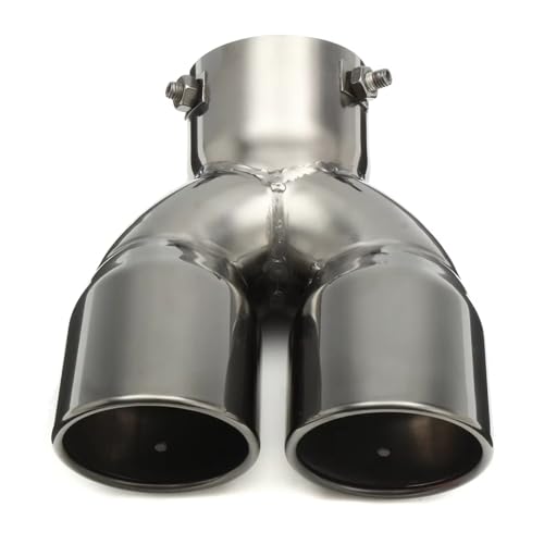 Tubo Escape Coche Silenciador Escape Coche 76mm Punta Tipo Doble Salida Cola Acero Inoxidable Tubo Redondo Cromado
