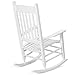 Giantex Outdoor Wood Rocking Chair Porch Rocker 100% Natural Solid Wooden Indoor Deck Patio Backyard Living Room Rocking Chairs (White)