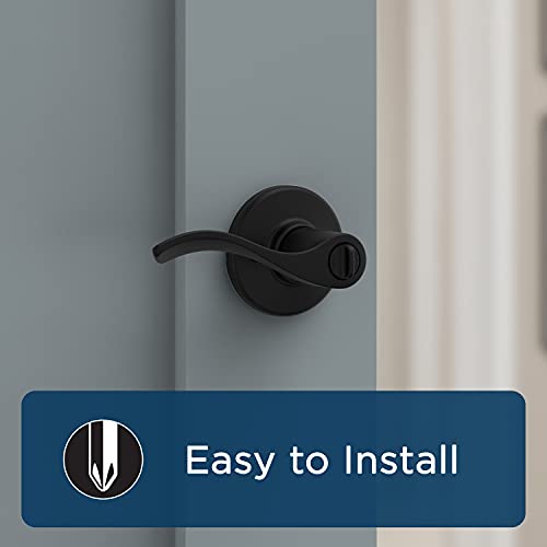 Weiser Belmont Matte Black Front Door Handle with Lock, Reversible Exterior/Interior Door Handles with Lock, Keyed Entry Door Lever for Front Door, Bedroom, Bathroom & Office, Traditional Home Decor by Weiser - Image 3