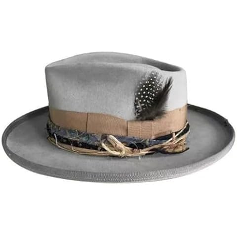 XROLAND Panama Hat Wool Fedora Western Short Brim Hat for Women Men Photo Props Western Fedora for Men Women Unisex Wear Brown Gray Cover