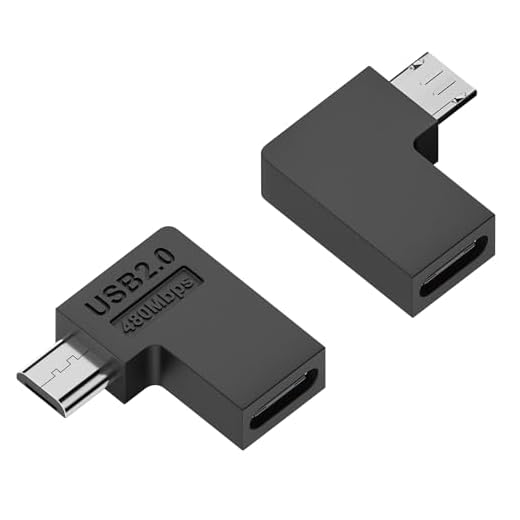 QIANRENON USB C auf Micro USB 90° Winkel Aufladen Daten Anschluss Type C Buchse auf Micro USB Stecker Rechter Winkel Adapter 10W 480Mbps, für Telefon Digitalkamera MP3 MP4,2Pcs (Rechter Biegung)