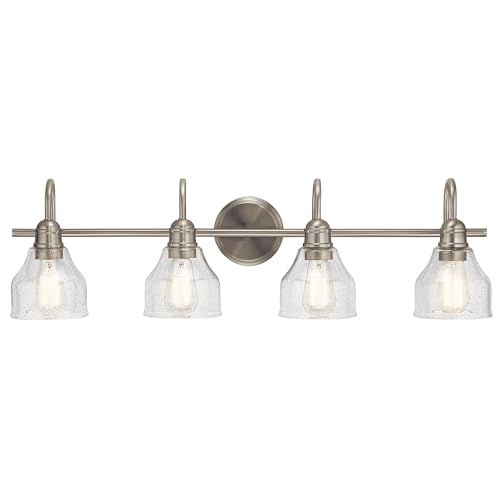 Kichler Avery 4-Light Farmhouse Vanity Light, Brushed Nickel