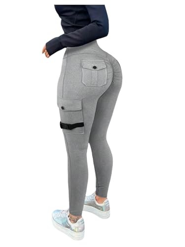 OYOANGLE Scrunch Butt Lifting Leggings with Pockets Cargo Workout Tummy