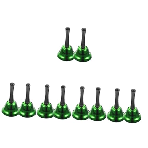 DOITOOL 10 Pezzi Campanellini Natalizi in Metallo Campane Mano per Natale e Servizio Ristorante Sonagli Musicali con Ergonomico Chiamata Chiara e Forte per Reception e Giochi Festivi