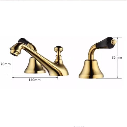 Mitigeur lavabo 3 trous à double commande précis noir et chrome - 4